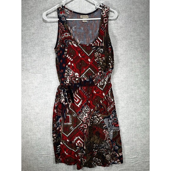 Lucky Brand Womens Dress XS Aztec Boho Print Tank Cinched Waist Belted - Picture 1 of 8
